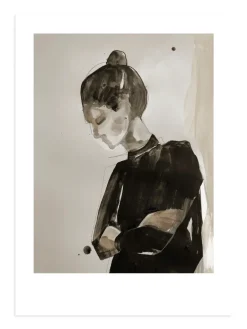 Anna Bülow Lámina Falling object, 50x70 cm BeigeNegro