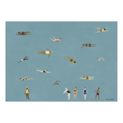 Fine Little Day Lámina Swimmers, Blue, 50x70 cm Azul Clearance