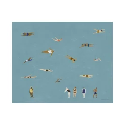 Fine Little Day Lámina Swimmers, Blue, 40x50 cm Azul New