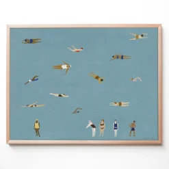 Fine Little Day Lámina Swimmers, Blue, 40x50 cm Azul New