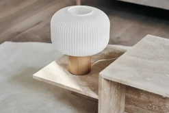Scandi Living Lámparas De Ventana|Lámparas De Mesa Y Escritorio<Lámpara de mesa Fair 34,5 cm, Vidrio escarchado-fresno BeigeBlanco