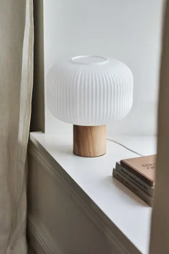 Scandi Living Lámparas De Ventana|Lámparas De Mesa Y Escritorio<Lámpara de mesa Fair 34,5 cm, Vidrio escarchado-fresno BeigeBlanco