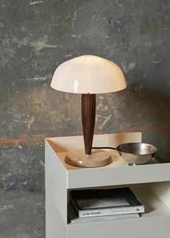 &Tradition Lámparas De Escritorio<Lámpara de mesa Herman SHY3, nogal y mármol crema, cable textil Marrón