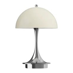 Louis Poulsen Lámpara de mesa Panthella 160 Portable v3, Chrome opal Beige Best