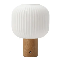 Scandi Living Lámpara de mesa portátil Fair, Vidrio esmerilado-fresno BlancoBeige Sale