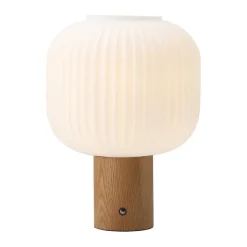 Scandi Living Lámpara de mesa portátil Fair, Vidrio esmerilado-fresno BlancoBeige Sale