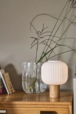 Scandi Living Lámpara de mesa portátil Fair, Vidrio esmerilado-fresno BlancoBeige Sale
