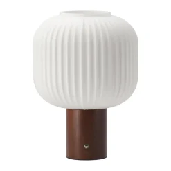 Scandi Living Lámpara de mesa portátil Fair, Vidrio esmerilado-fresno teñido oscuro BlancoBeige Hot