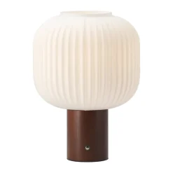Scandi Living Lámpara de mesa portátil Fair, Vidrio esmerilado-fresno teñido oscuro BlancoBeige Hot