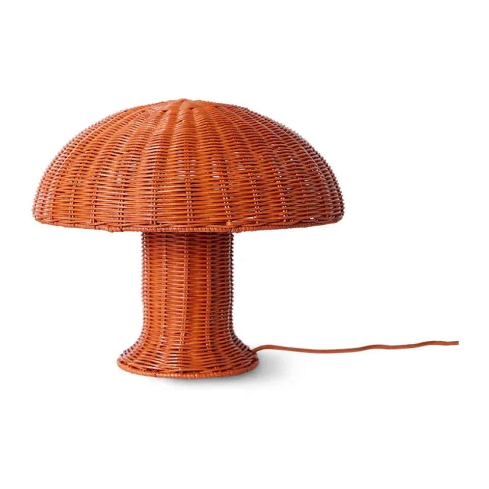 HKliving Lámpara de mesa Rattan, Coral Naranja