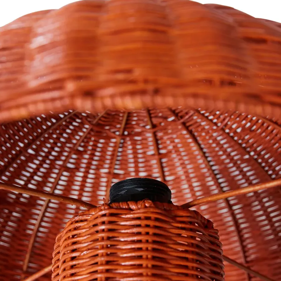 HKliving Lámpara de mesa Rattan, Coral Naranja