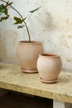 Bergs Potter Macetas De Exterior|Macetas<Maceta Delphi con plato, 2 piezas, , Ø26 cm Rosa