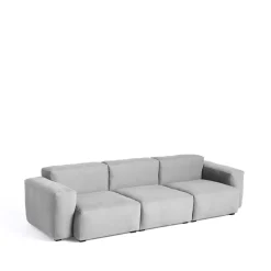HAY Sofás<Mags Soft Low sofá de 3 plazas, Linara 443 tweed tono sobre tono con pespunte Gris