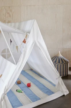 OYOY Mantas Infantiles|Mantas Infantiles<Manta acolchada Striped 130x140 cm, Blue-clay AzulGris