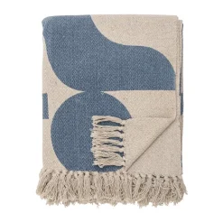 Bloomingville Manta de algodón Agno 130x160 cm, Beige-azul BeigeAzul Online