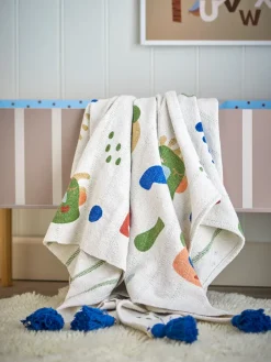 Bloomingville Mantas Infantiles|Mantas Infantiles<Manta de algodón Sylvie 160x130 cm, Natural Blanco