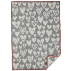 Klippan Yllefabrik Manta de lana Baby Heart, Gris