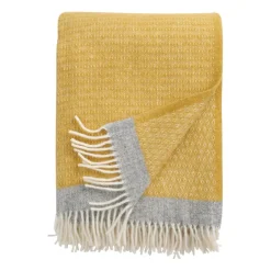 Klippan Yllefabrik Manta de lana Harald 130x200 cm, amarillo-gris AmarilloGris Best