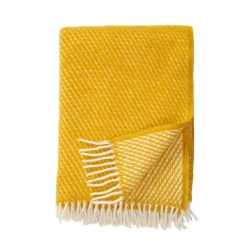 Klippan Yllefabrik Manta de lana Velvet, azafrán Amarillo Best