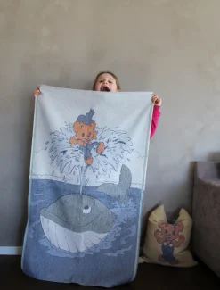 Ekelund Linneväveri Mantas Infantiles|Mantas Infantiles<Manta infantil Skattsökarfärden 72x105 cm, Azul