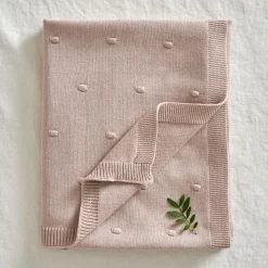 Jack o Juno Mantas Infantiles|Mantas Infantiles<Manta para bebé Bubble de punto 80x100 cm, Dusty pink Rosa