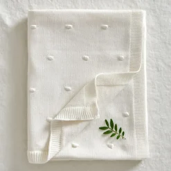 Jack o Juno Mantas Infantiles|Mantas Infantiles<Manta para bebé Bubble de punto 80x100 cm, Pearl Blanco