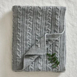 Jack o Juno Mantas Infantiles|Mantas Infantiles<Manta para bebé lana merino tejida 80x100 cm, Light grey Gris