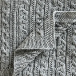 Jack o Juno Mantas Infantiles|Mantas Infantiles<Manta para bebé lana merino tejida 80x100 cm, Light grey Gris