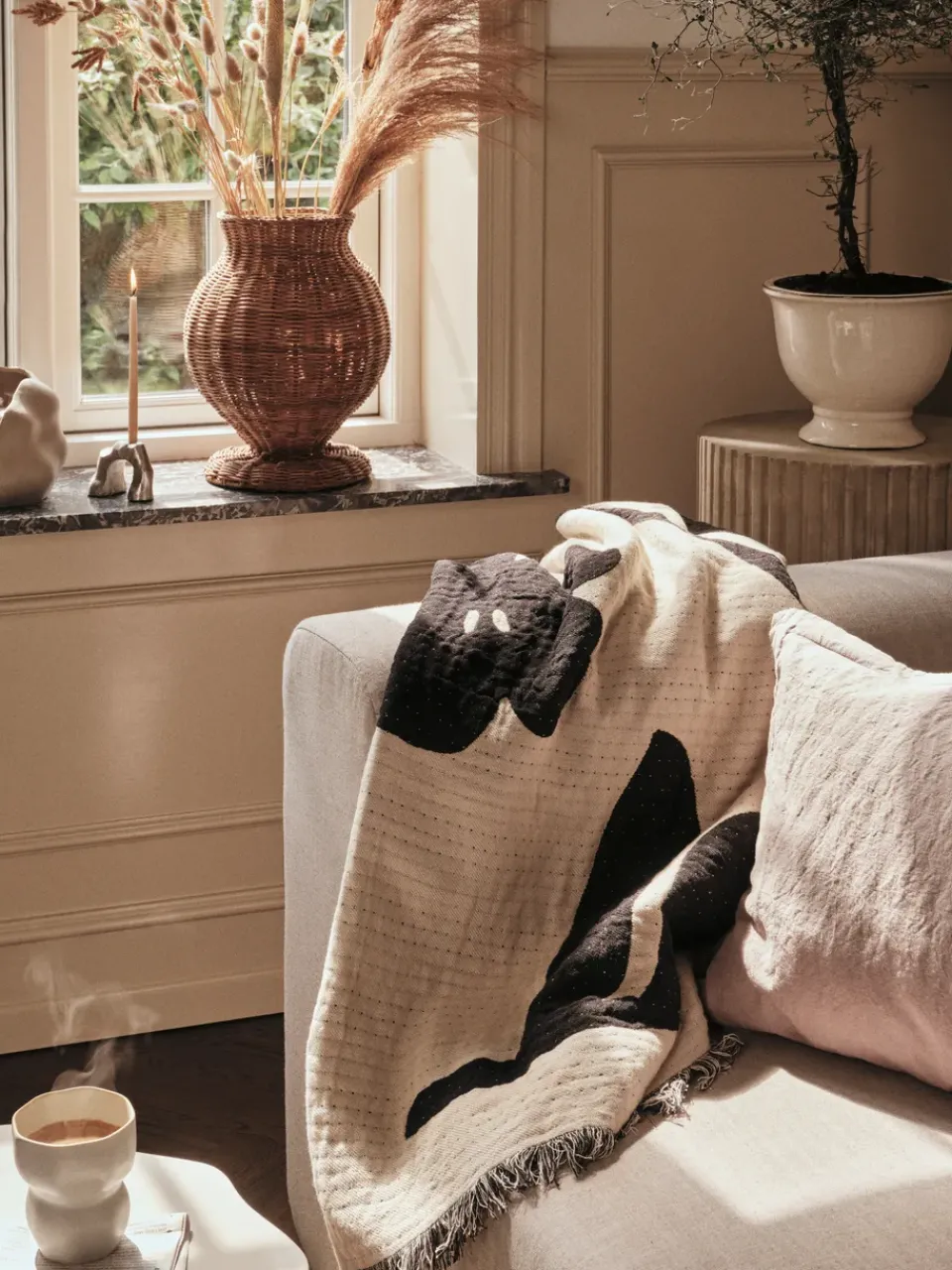 Broste Copenhagen Mantas De Algodón<Manta Rosita 130x180 cm, Black-off white Negro