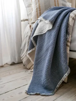 Elvang Denmark Mantas De Algodón<Manta Thyme 130x180 cm, blue Azul