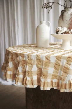 Boel & Jan Manteles|Manteles<Mantel de mesa Kullavik Ø170 cm, Amarillo-blanco AmarilloBlanco