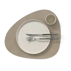 LIND DNA Manteles Individuales<Mantel individual curvo Bull reversible L 1 pieza, Warm grey-black GrisNegro