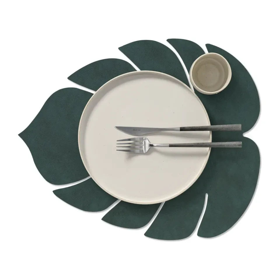 LIND DNA Mantel individual Monstera Leaf Nupo L, oscuro Verde