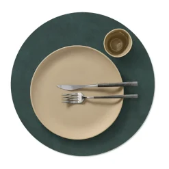 LIND DNA Mantel individual Nupo circular reversible XL 1 pieza, Dark green-olive green Verde Discount