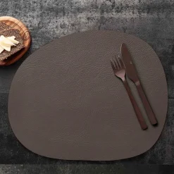 Aida Mantel individual Raw cuero, Clay buffalo Gris