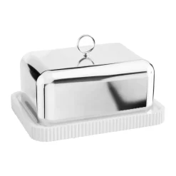 Georg Jensen Mantequilleras<Mantequera Bernadotte 11,2x14,7 cm, Acero inoxidable Plateado