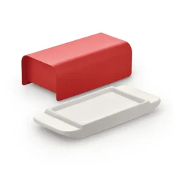 Alessi Mantequilleras<Mantequera Mattina 9,5x21 cm, Rojo-acero inoxidable RojoGris