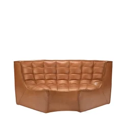 Ethnicraft Módulo de esquina N701 redondeado 90°, Cuero old saddle Marrón Best