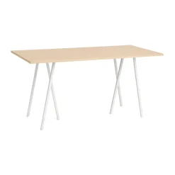 HAY Mesa Alta<Mesa alta Loop Stand incl. support 92,5x200 cm, White-clear lacq. oak BlancoMarrón