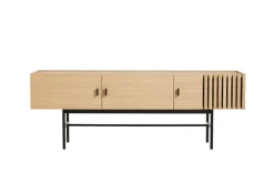 Woud Mesa auxiliar Array baja, 150 cm, Roble pigmentado blanco BeigeNegro Hot