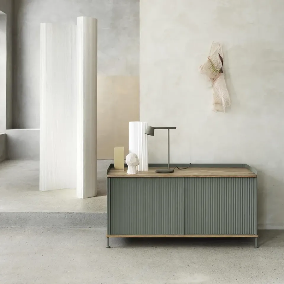 Muuto Mesas Para Tv Y Media|Mesas Para Tv Y Media<Mesa auxiliar Enfold baja 125x45x63 cm, Oak-Dusty green MarrónVerde