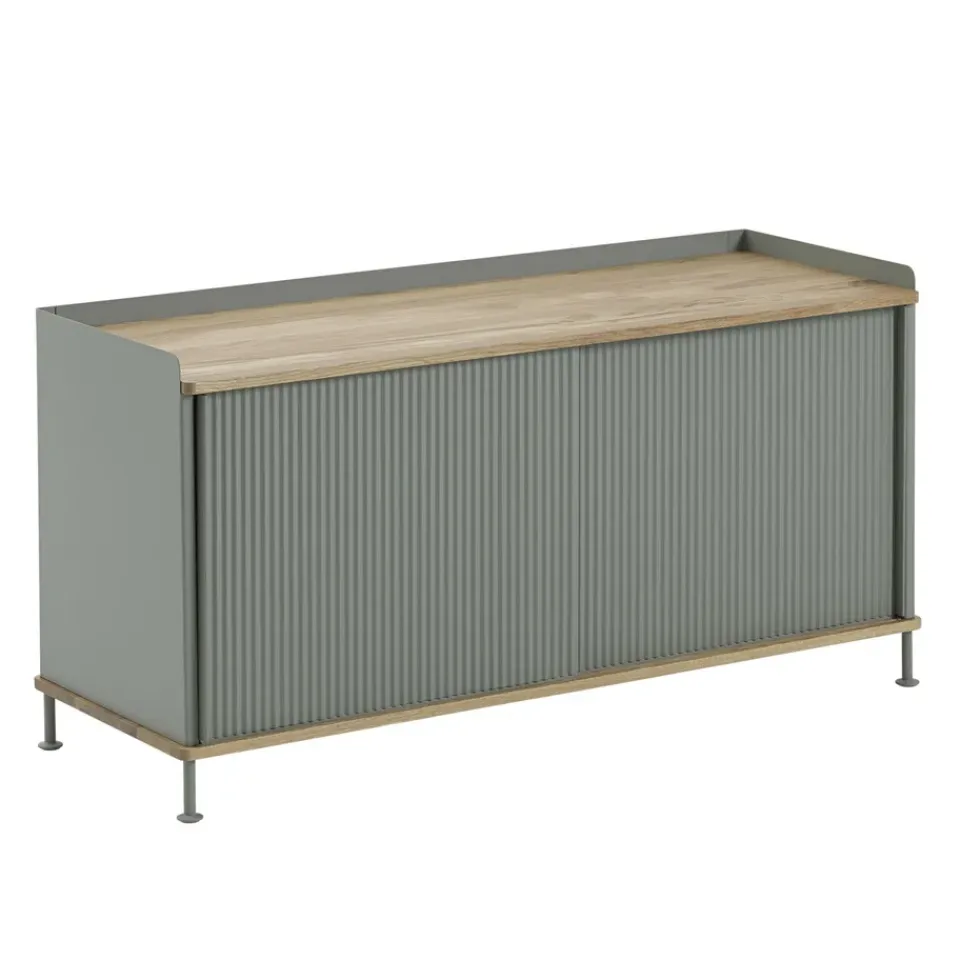 Muuto Mesas Para Tv Y Media|Mesas Para Tv Y Media<Mesa auxiliar Enfold baja 125x45x63 cm, Oak-Dusty green MarrónVerde