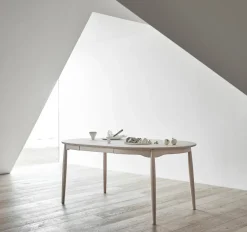 Stolab Mesas De Comedor<Mesa Carl Ø115, extensible, Abedul aceitado blanco Beige