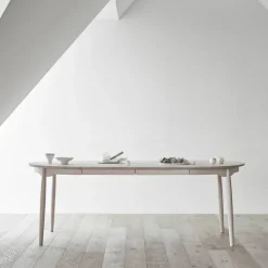 Stolab Mesas De Comedor<Mesa Carl Ø115, extensible, Abedul aceitado blanco Beige