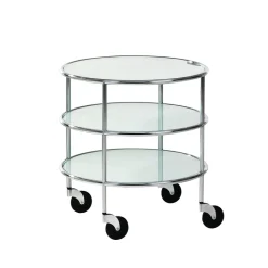 Lammhults Carritos Auxiliares<Mesa con ruedas Chicago I, Vidrio esmerilado-cromo Transparente