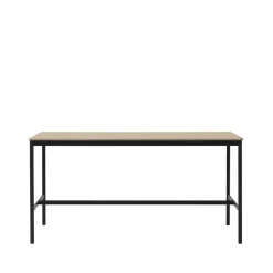 Muuto Mesa Alta<Mesa de bar Base High, Oak, base negra, borde de madera contrachapada, w85 l190 h95 Beige