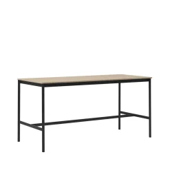 Muuto Mesa Alta<Mesa de bar Base High, Oak, base negra, borde de madera contrachapada, w85 l190 h95 Beige