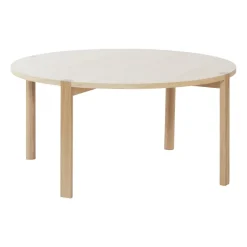 1898 Mesa de centro Anton Ø90 cm, Roble pigmentado blanco Beige Outlet