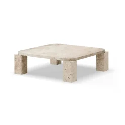 New Works Mesa de centro Atlas 82x82 cm, Travertino sin relleno Beige Sale