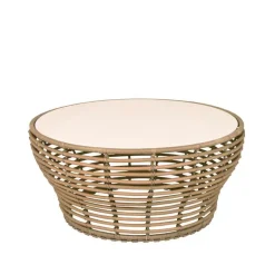 Cane-line Mesas De Centro De Exterior<Mesa de centro Basket, Travertine, grande, base de mimbre natural Beige